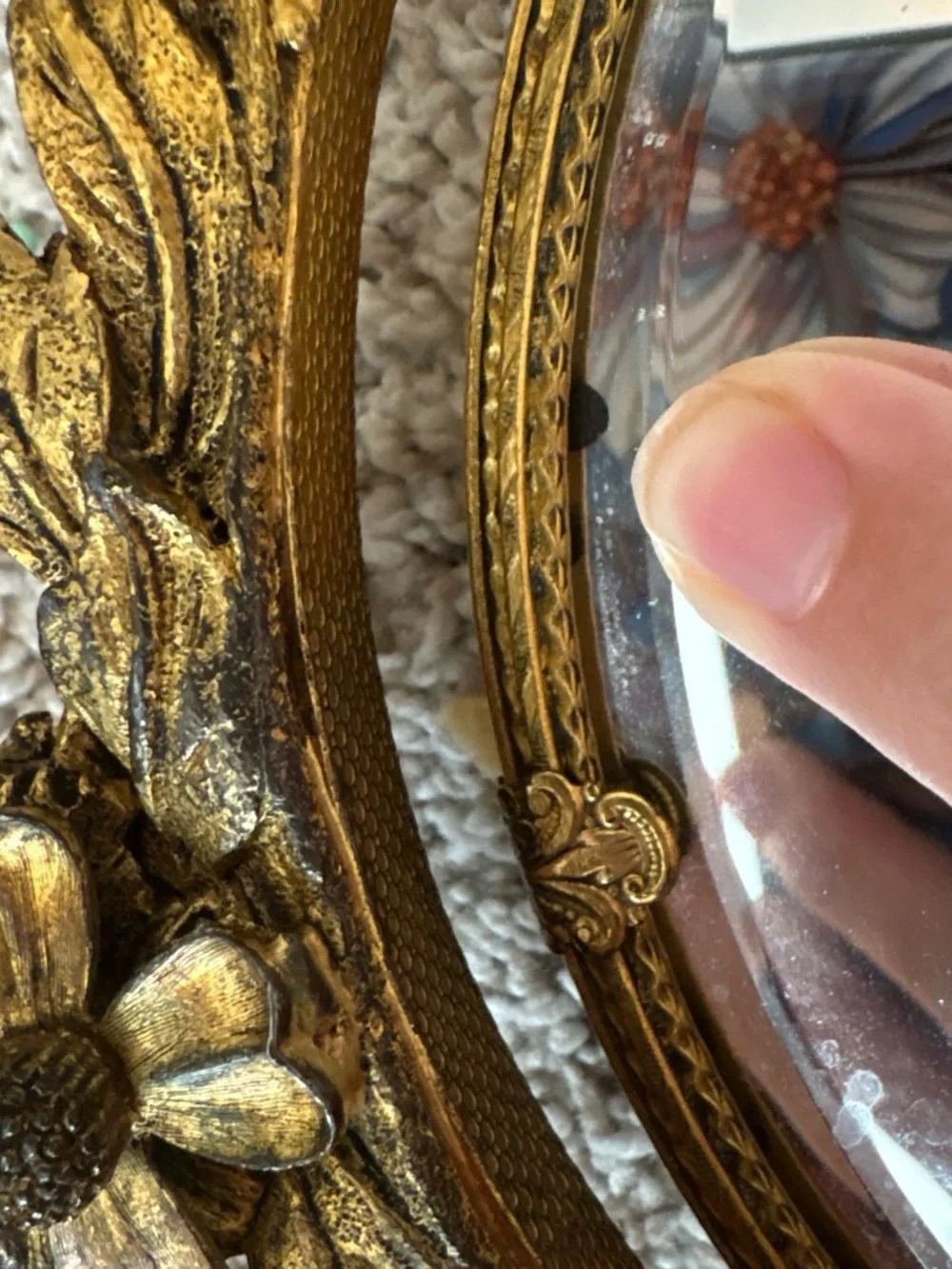Vintage Gold Floral Table Mirror - Gold Vanity Mirror